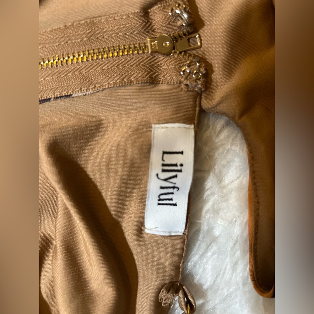 Lilyau Tan Dress with Gold Zipper - Picture 3 of 3